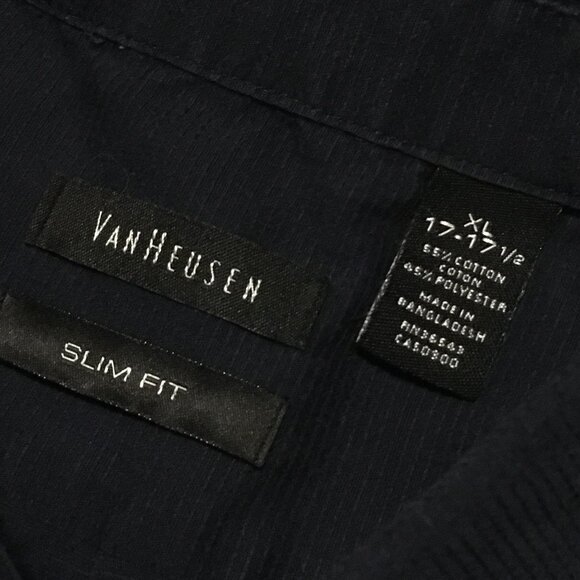 Van Heusen Dark Navy Blue Slim Fit Button Down Shirt - Picture 11 of 16